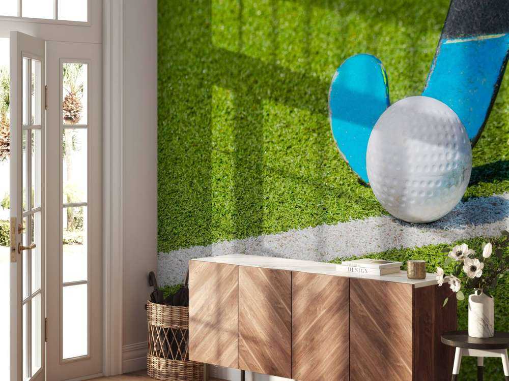 Hockeystick met bal close-up