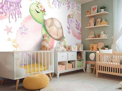 Roze zeebodem babykamer