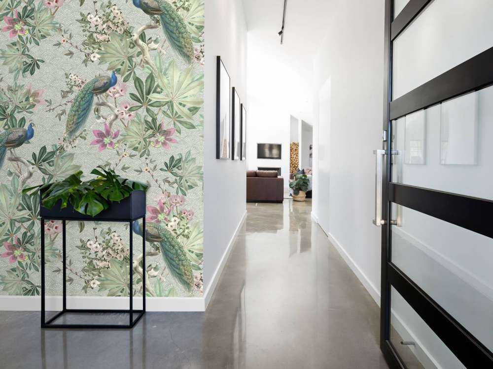 Vintage garden pauwen - mint groen