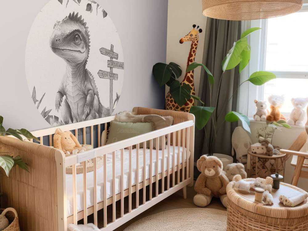 Baby spinosaurus in de jungle beige