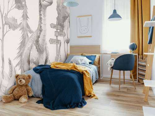 Baby brachiosaurus in de jungle beige