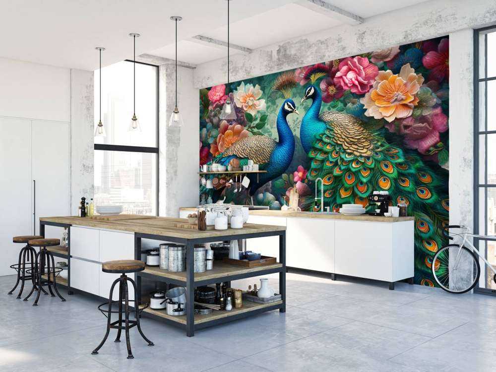 Bloemenbal met Pauwen