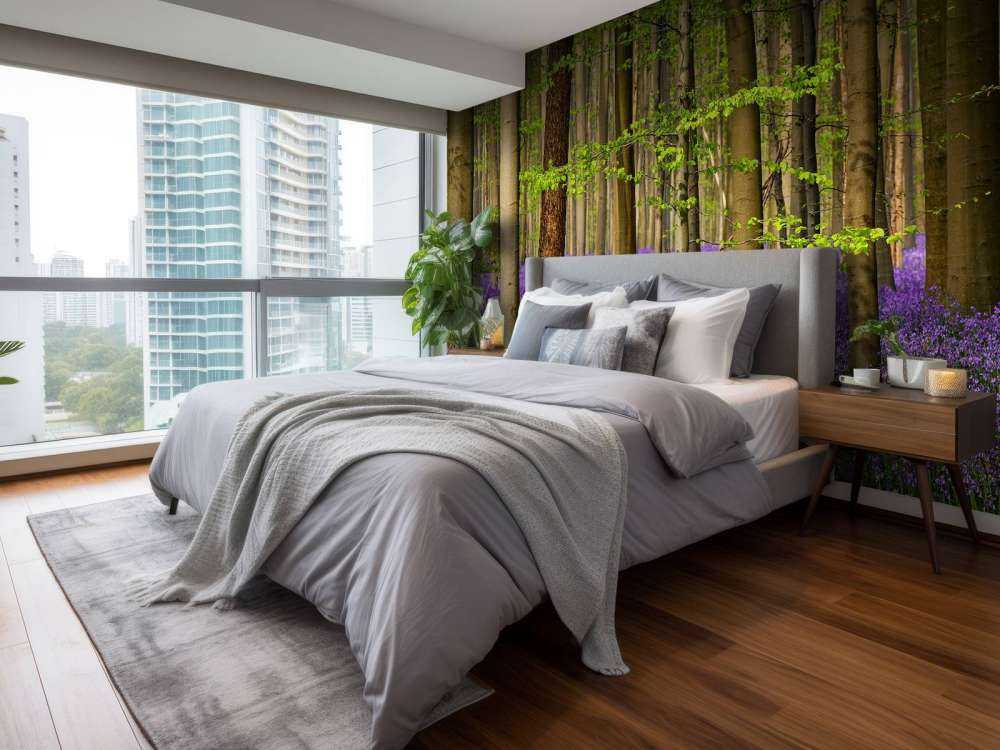 Bos met paarse bloemetjes