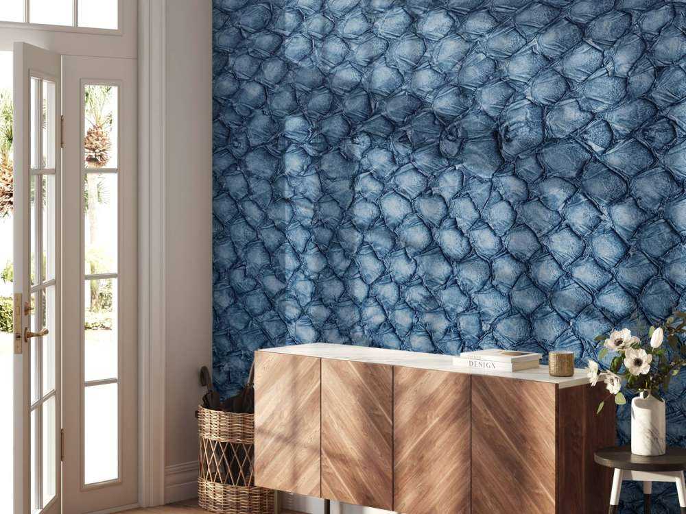 Zalmhuid structuur in blauw