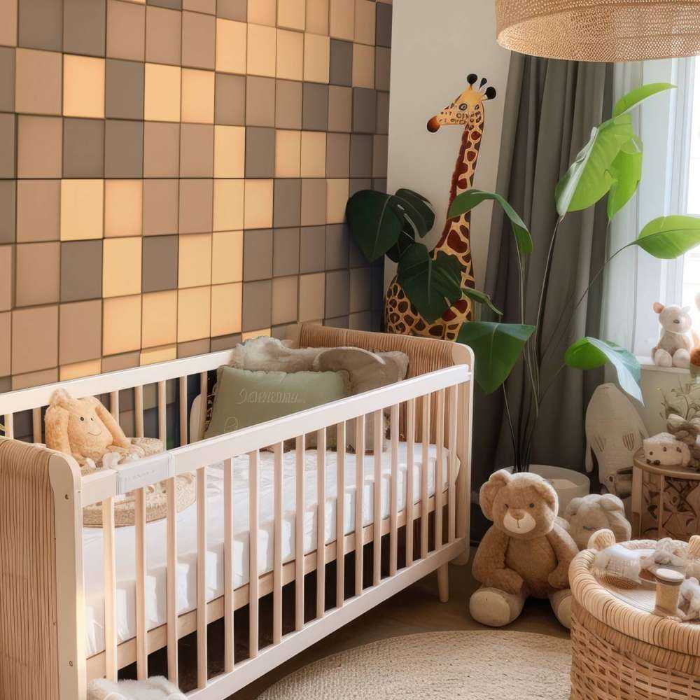 3D Minecraft landschap met bruine blokken