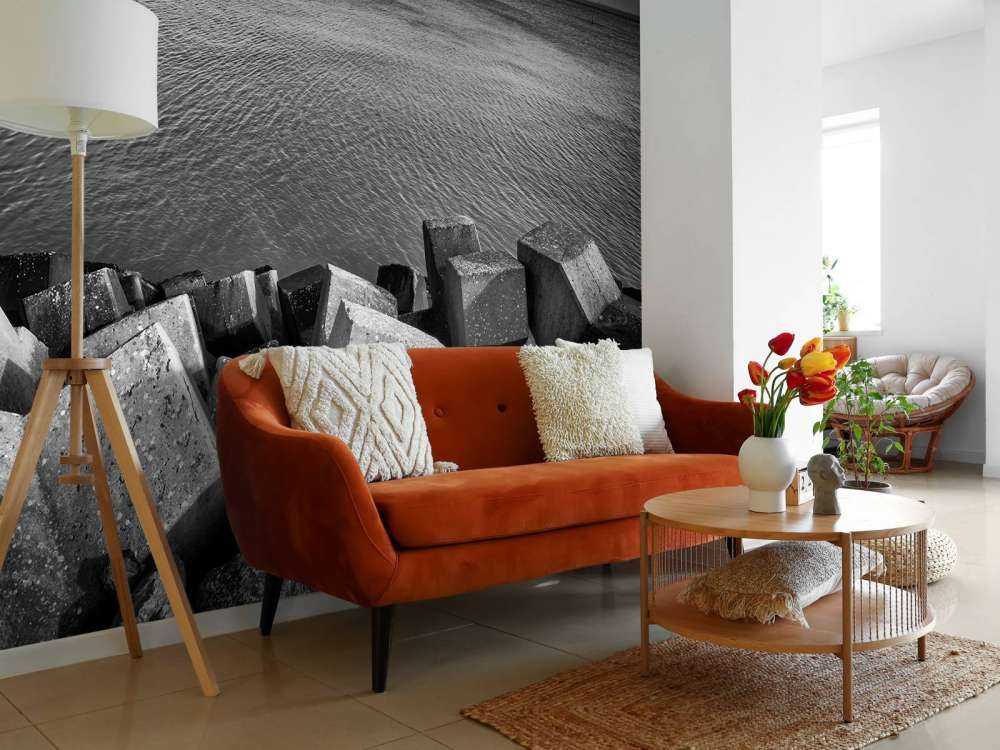 Betonblokken voor de haven van Cadzand Bad 