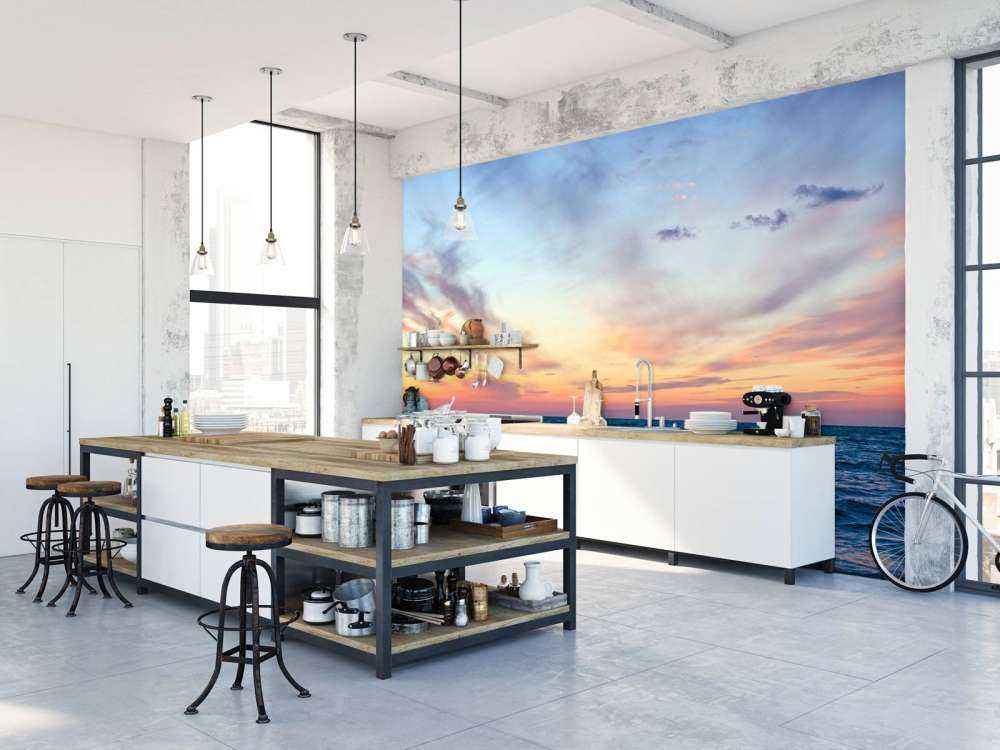 Zonsondergang op open zee