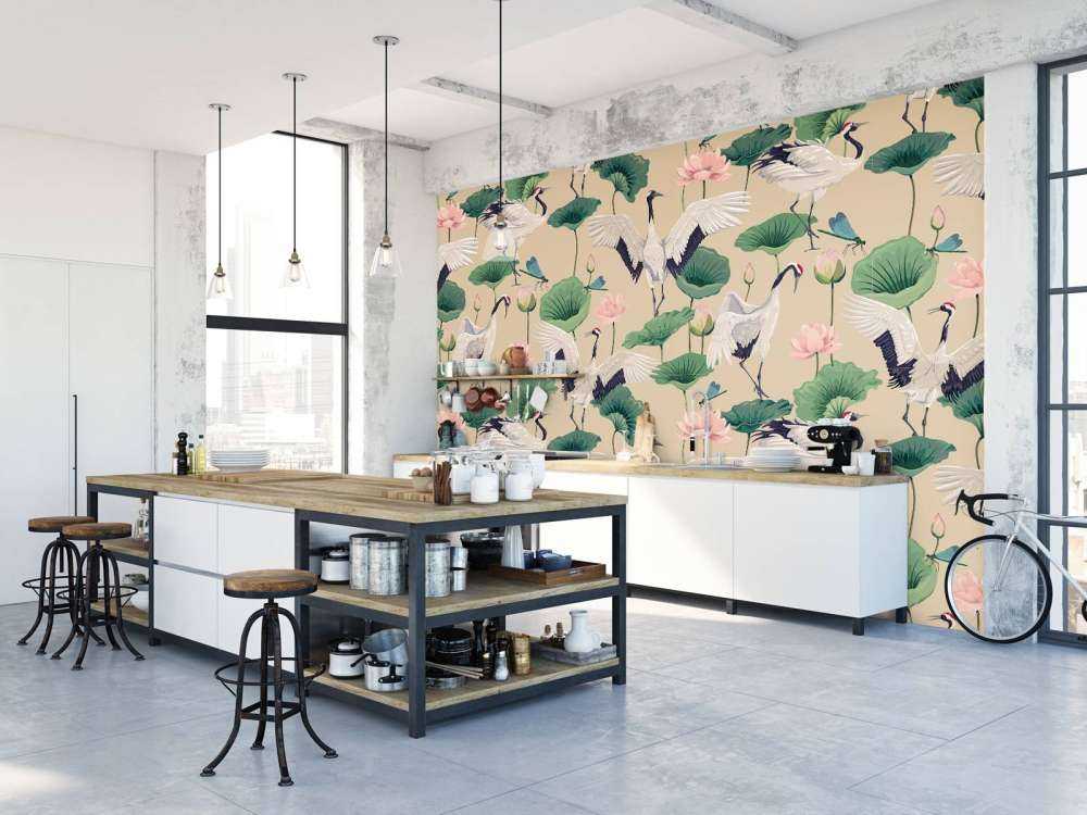 Witte kraanvogels, beige