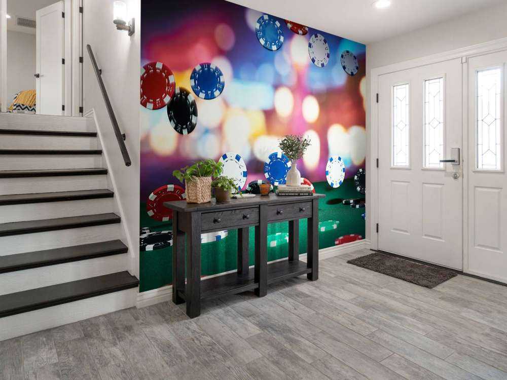 Pokerchips op een pokertafel