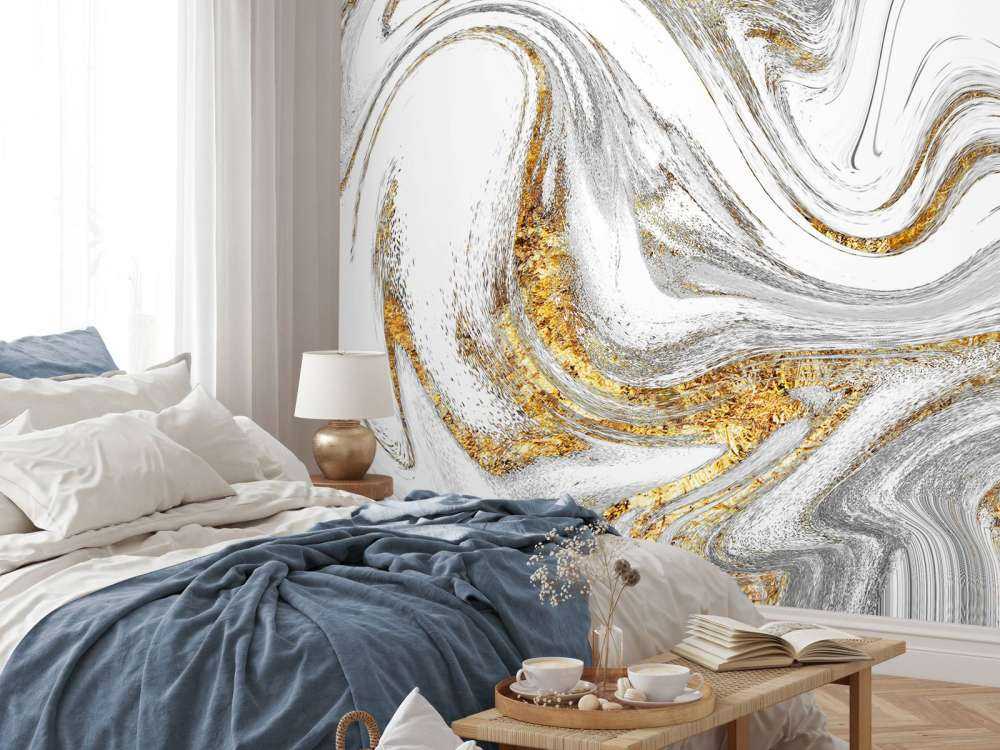 Verfmengsel met wit, grijs en goud