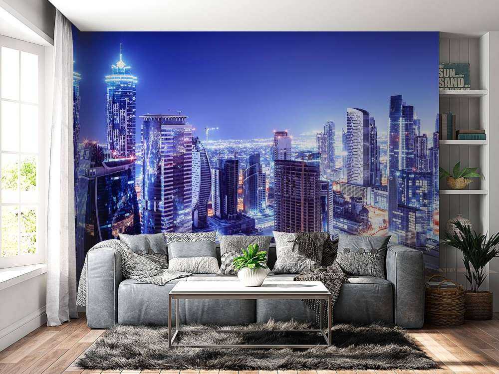 Dubai met een blauw effect