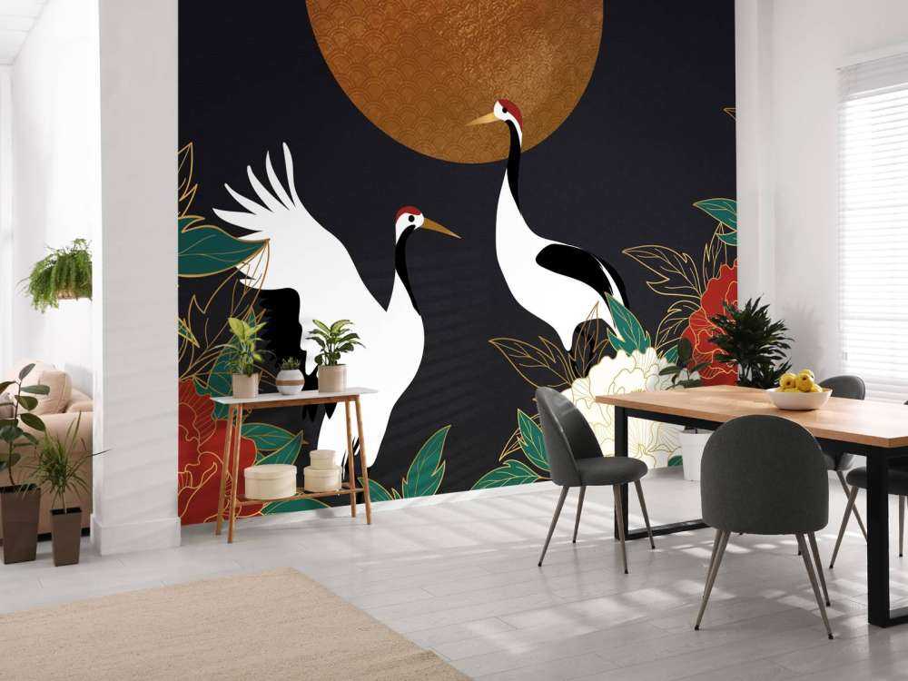 Kraanvogels tijdens de nacht