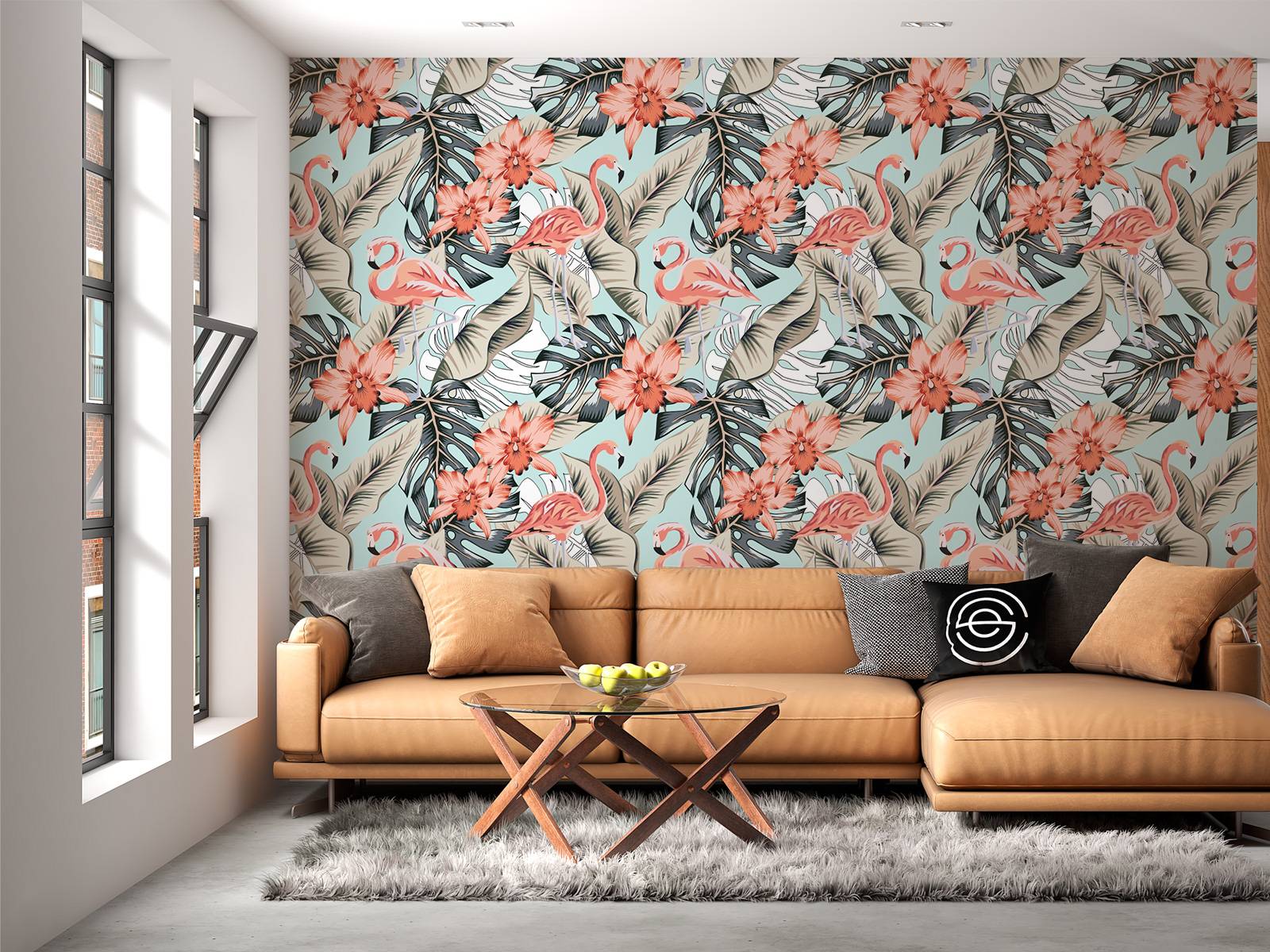 Tropische roze flamingo