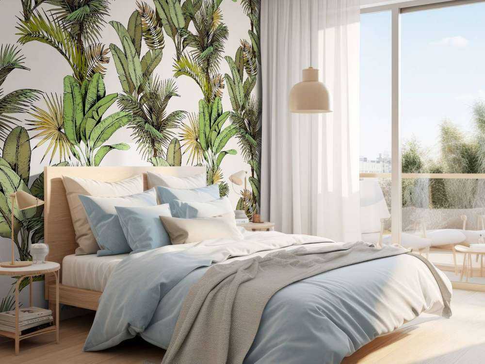 Tropische palm- en bananenbladeren