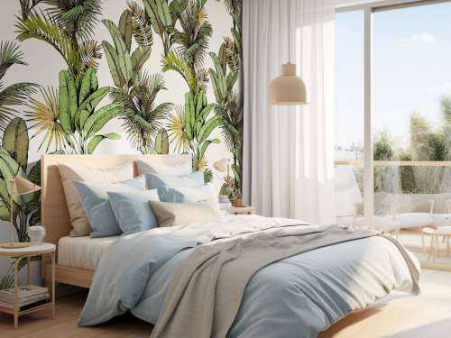 Tropische palm- en bananenbladeren