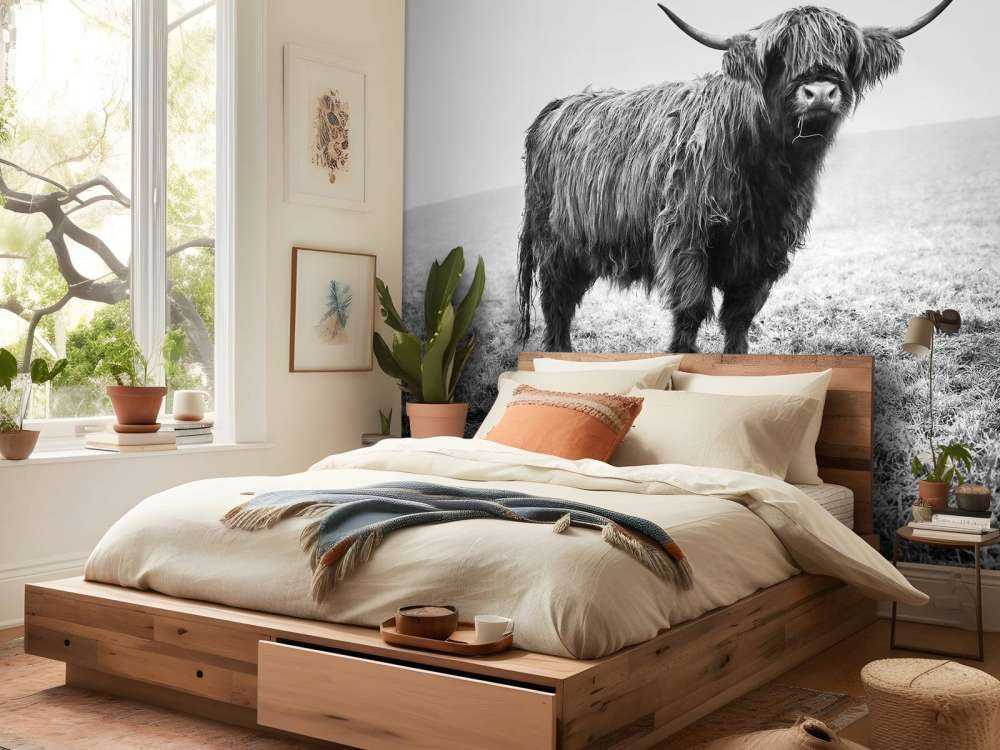 Schotse hooglander in het gras