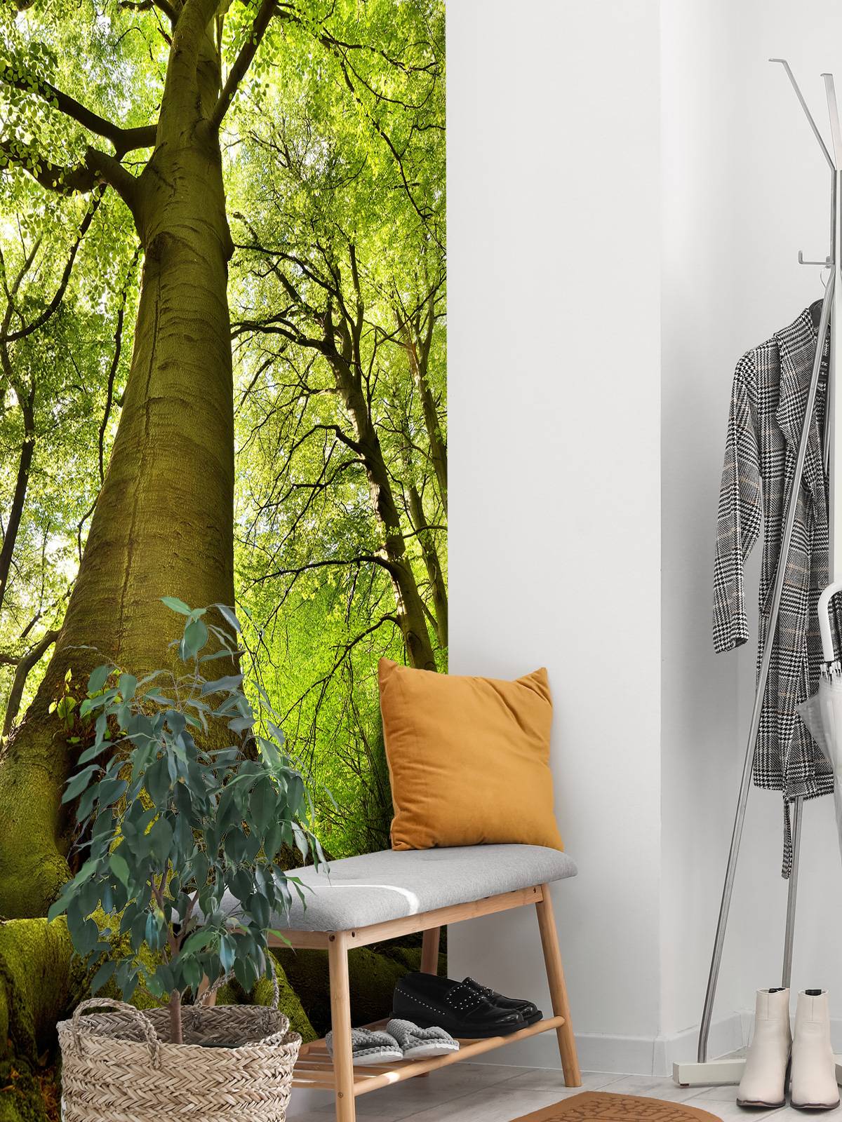 ANAZOZ Wandbehang groot 350 x 256 cm, wanddoek meer en boom rechthoekig