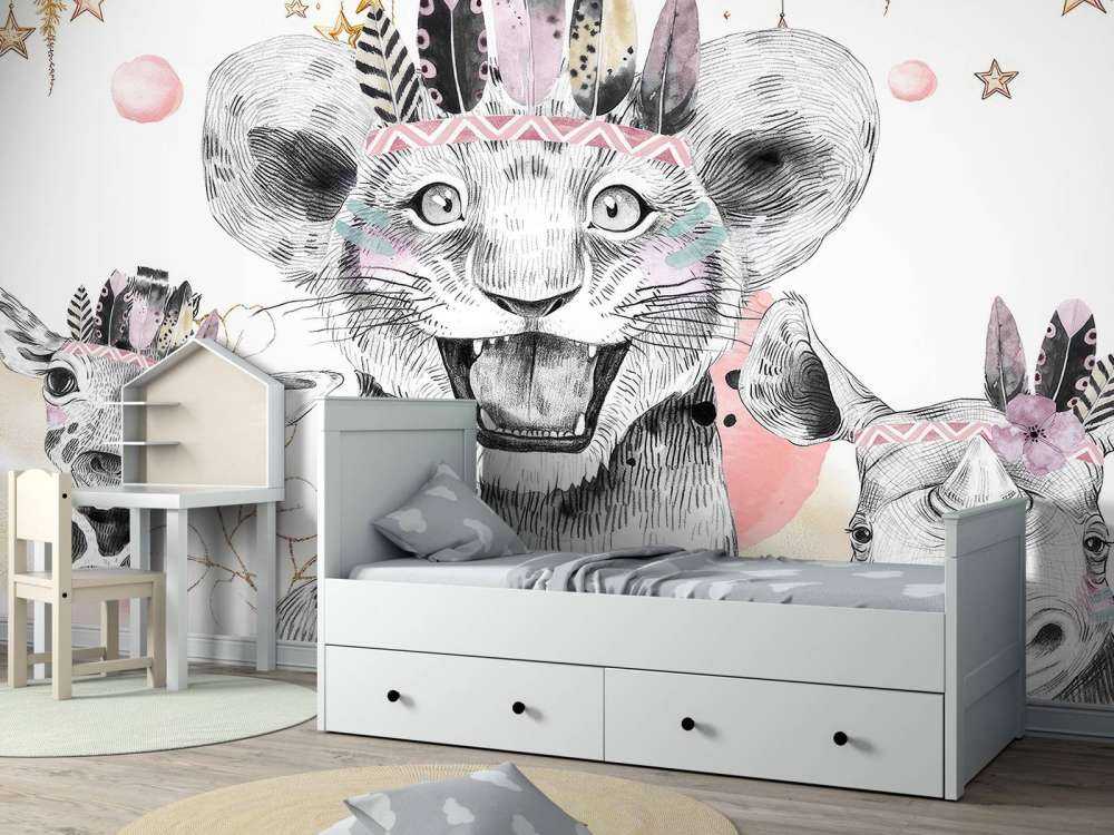 Dromerige dieren onder sterrenwolken