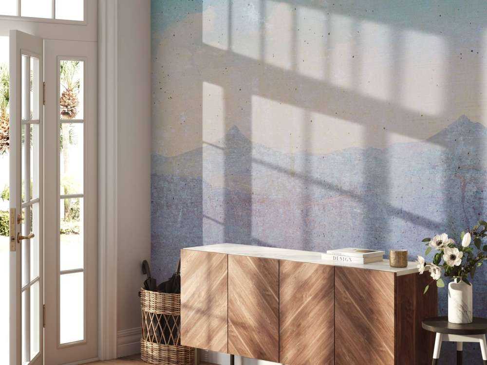 Vervagend berglandschap in ochtendlicht