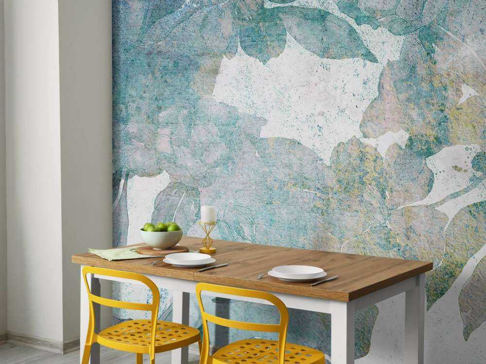 Verbleekte pioenen in aquarelblauw