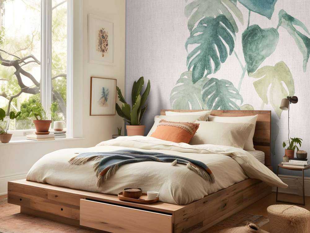 Aquarelbladeren in tropische tonen