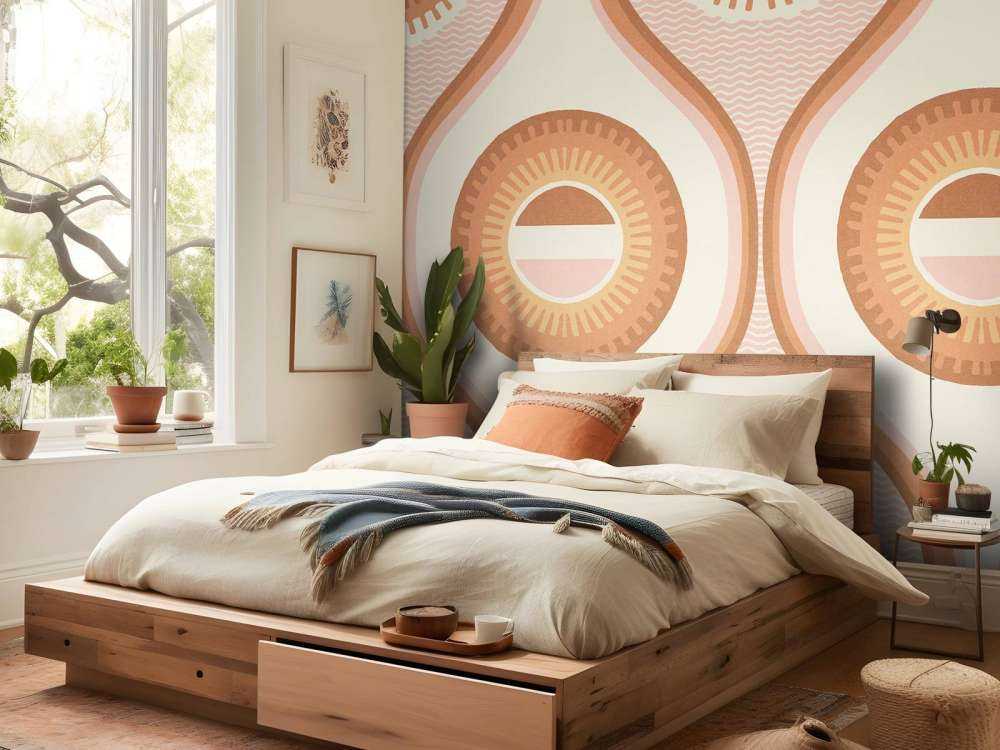 Retro zonnestralen in warme tinten