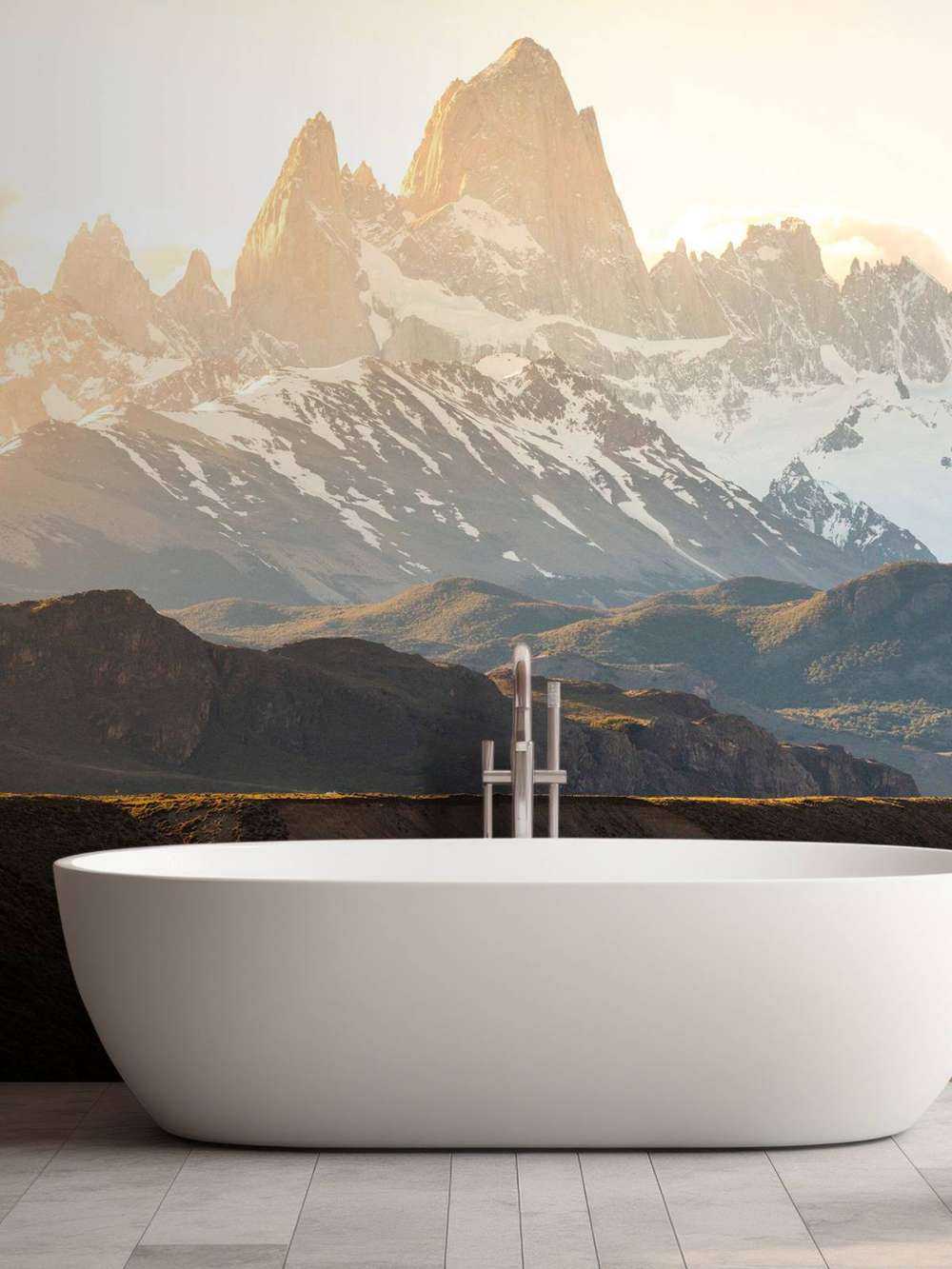 Gouden zonsopgang in bergvallei