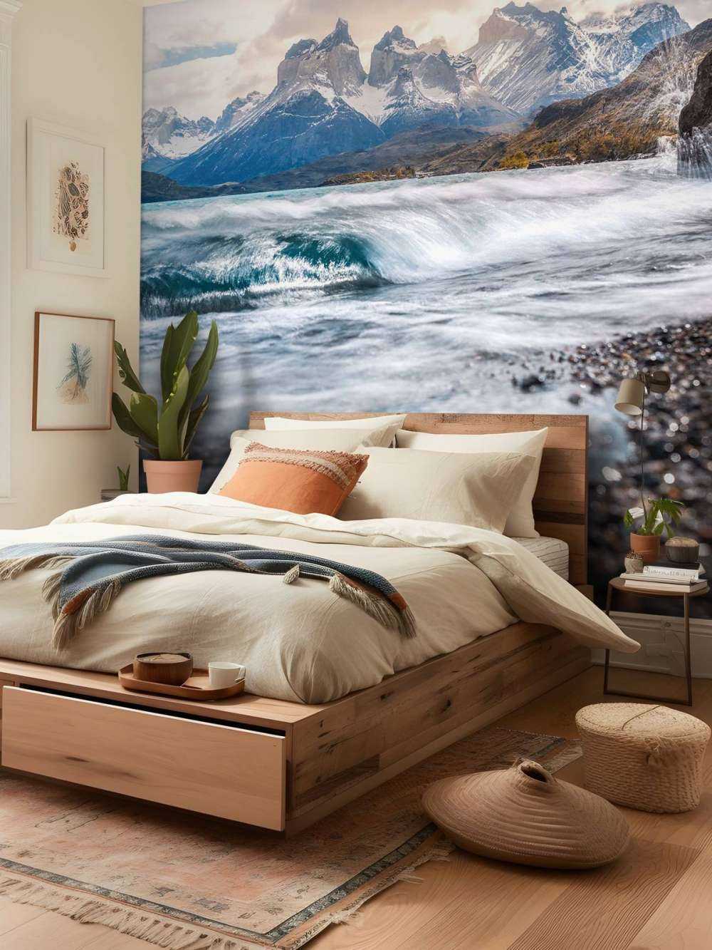 Ruige golfslag aan bergmeer