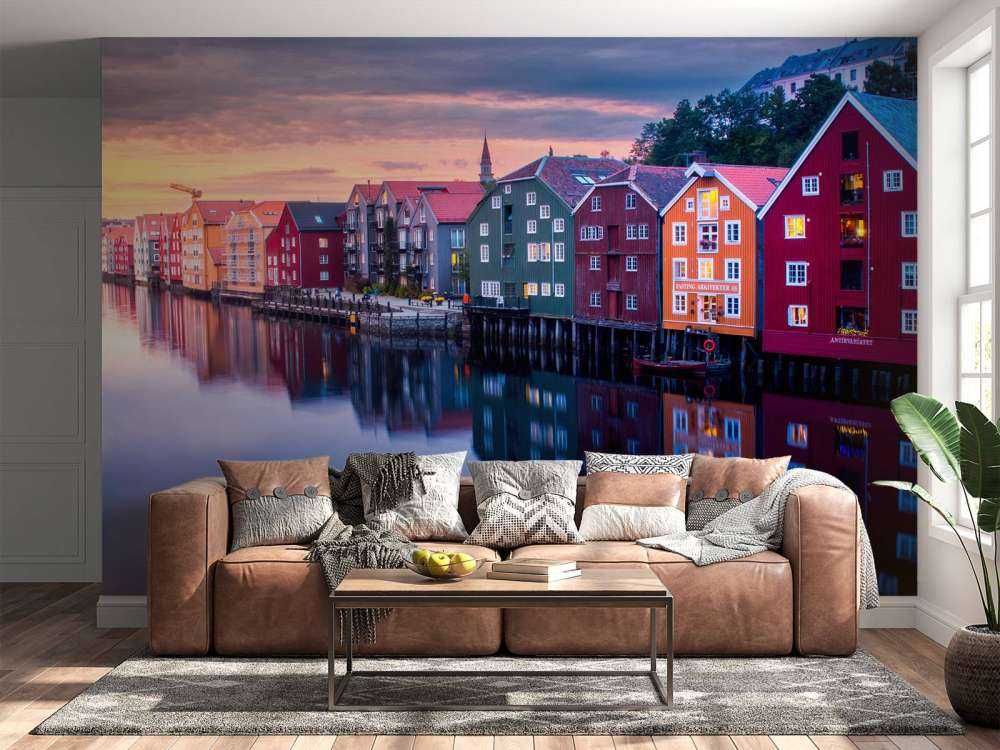 Avondlicht Op Gekleurde Gevels