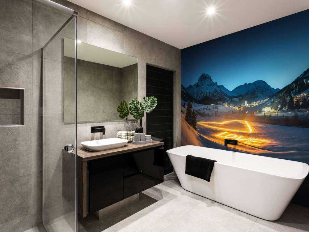 Lichtkunst in winters bergdorp