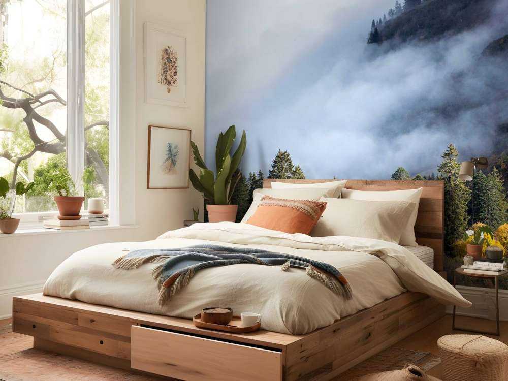 Herfstochtend in mistig bergbos