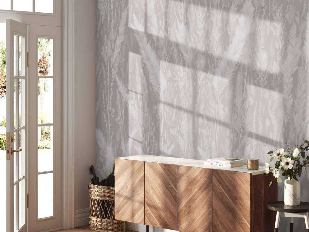 Wall of field grasses - taupe