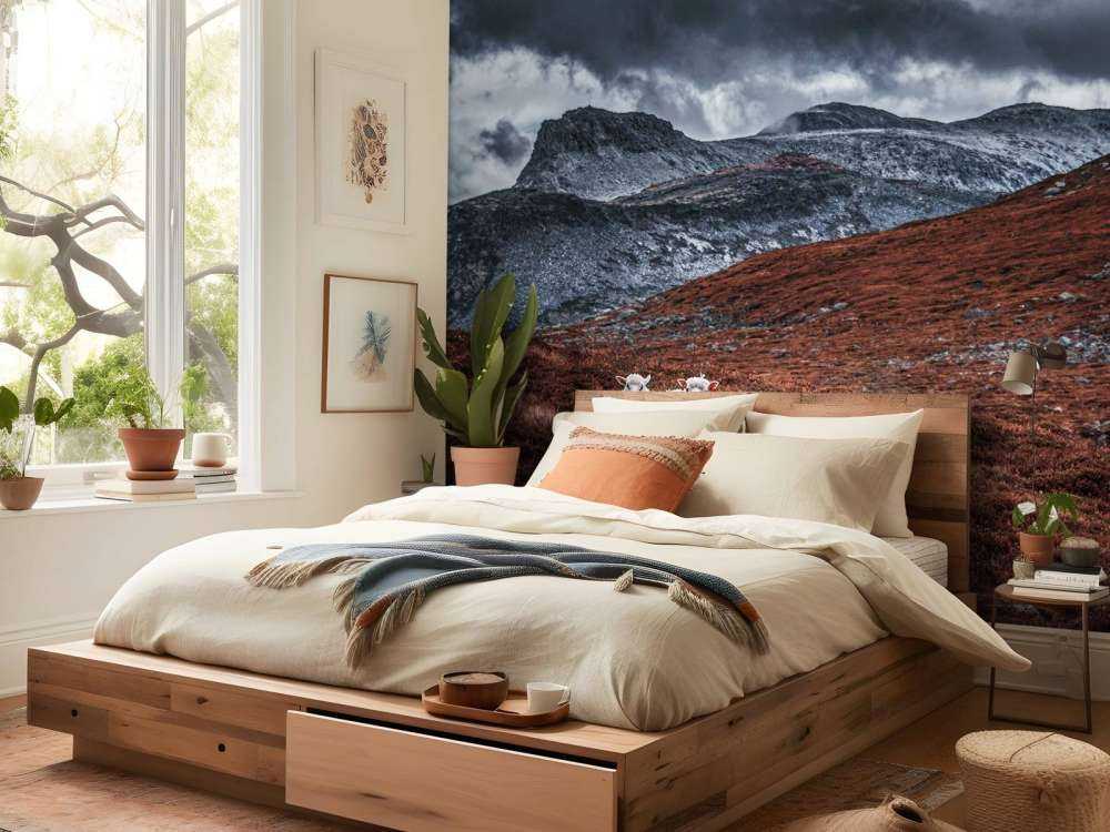 Schapen in roestkleurige bergen