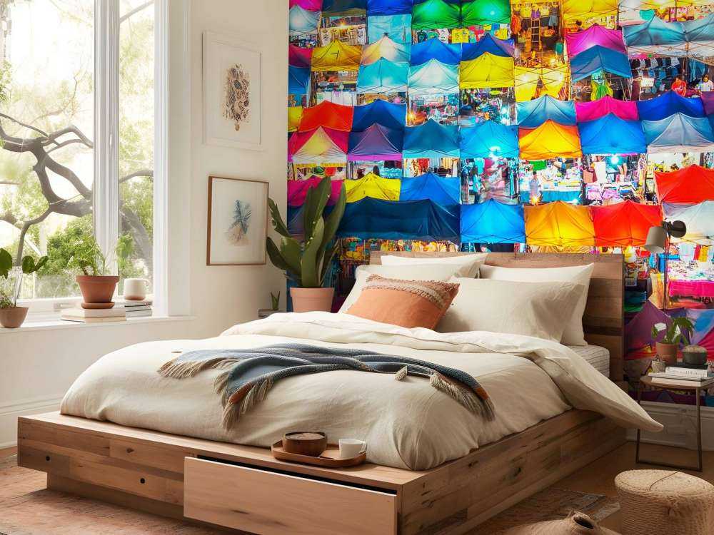 Kleurendakjes op de avondmarkt