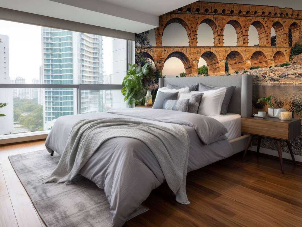 Stenen bogen boven stille rivier