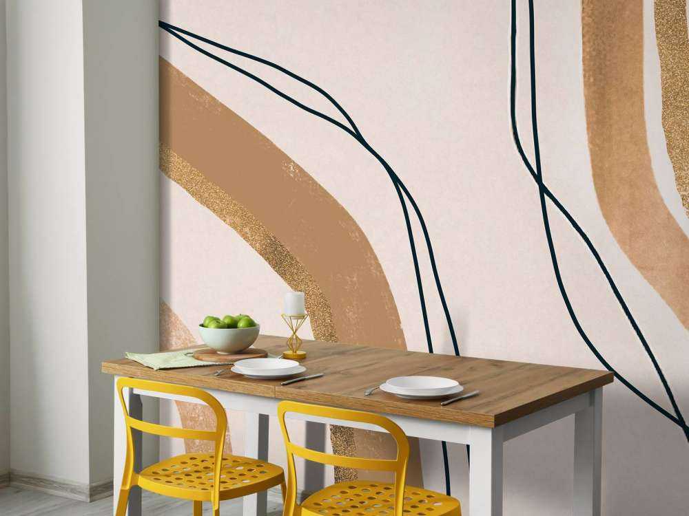 Calming Lines Modern Mid Century Art Beige