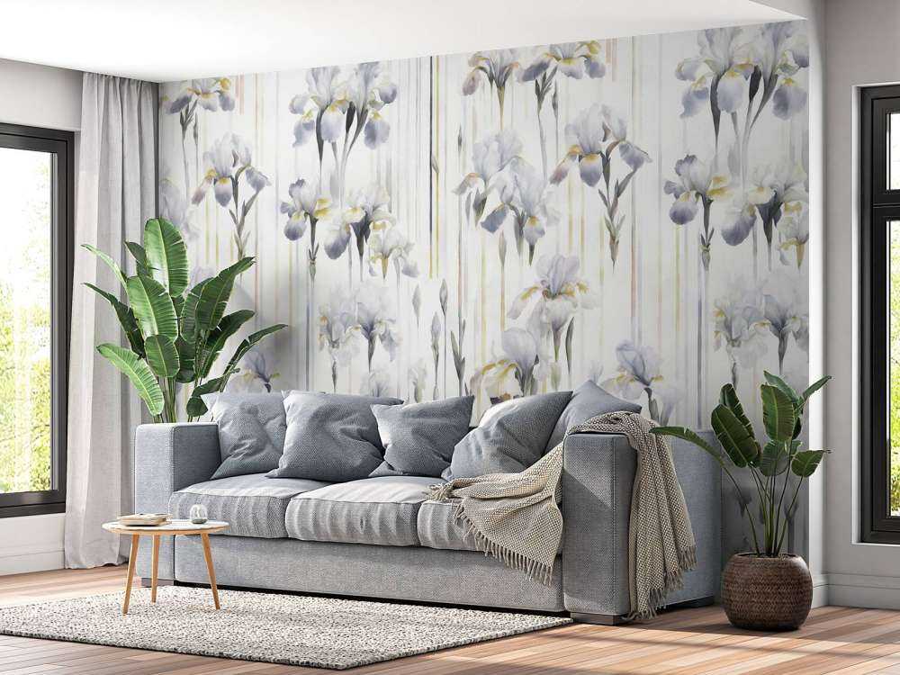 Irises and Stripes Seamless Gray