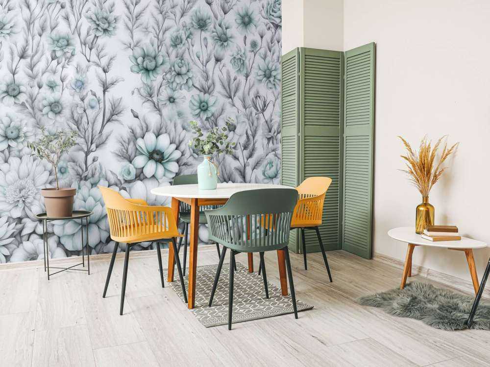 Floral romantic wall Blue