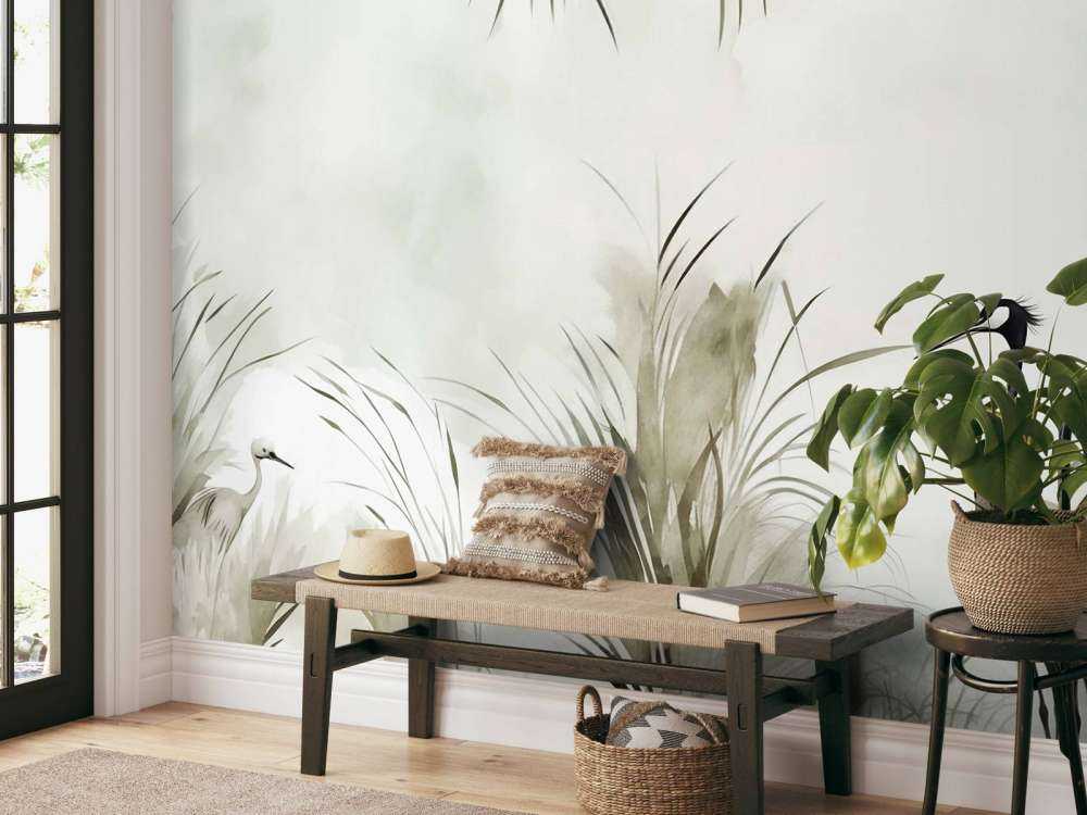 Cranes in Field Green