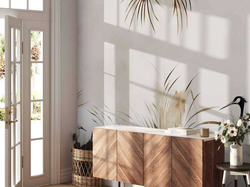 Cranes in Field Taupe