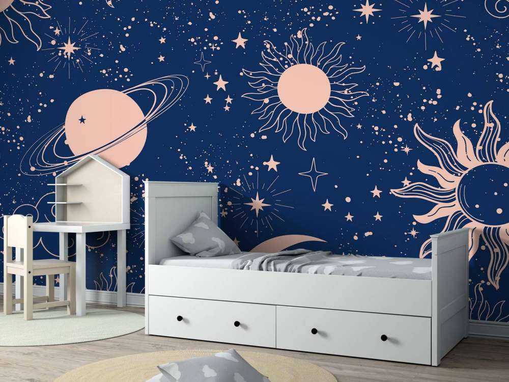 Nachtelijke zon en maanhemel