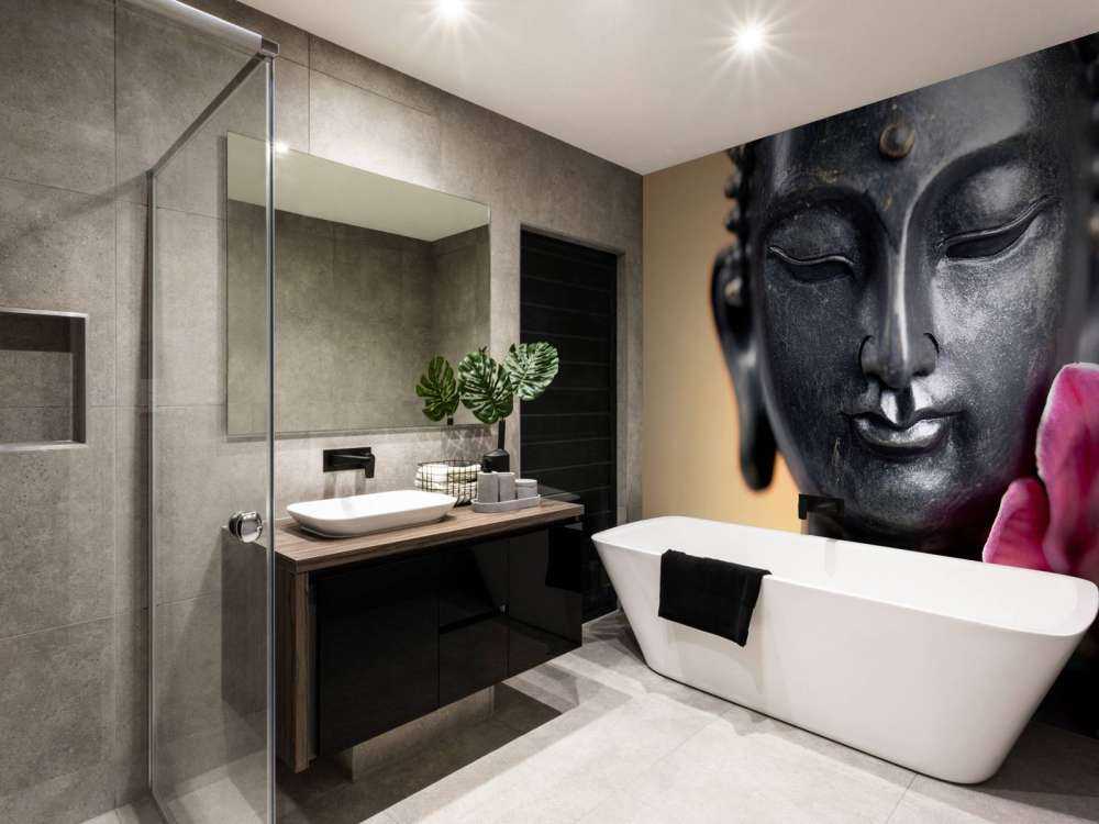 Buddha en roze orchidee