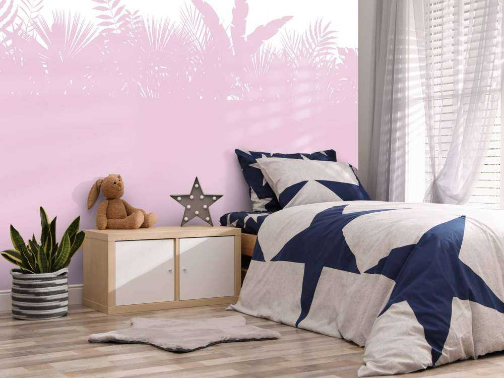 Silhouetten palmbladeren, roze