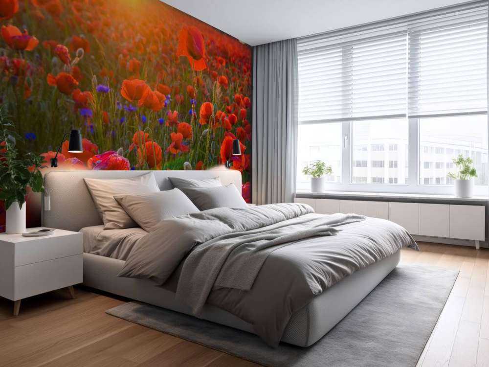 Klaprozen met opkomende zon