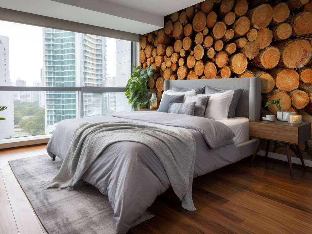 Stapel donkere boomstammen