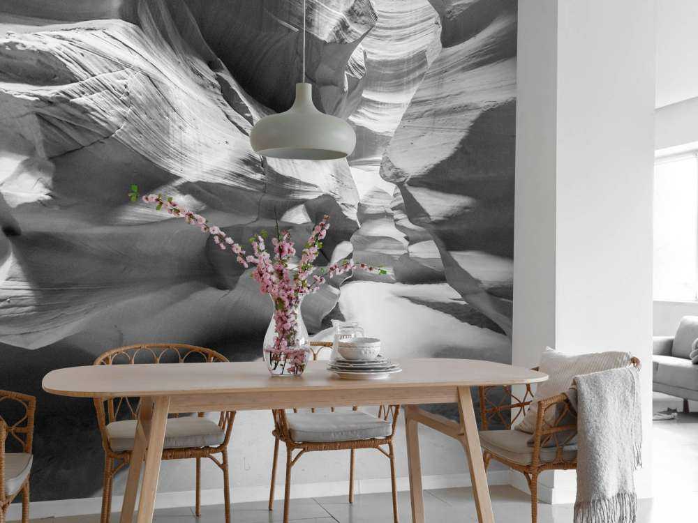 Zandsteen ravijn in zwart-wit