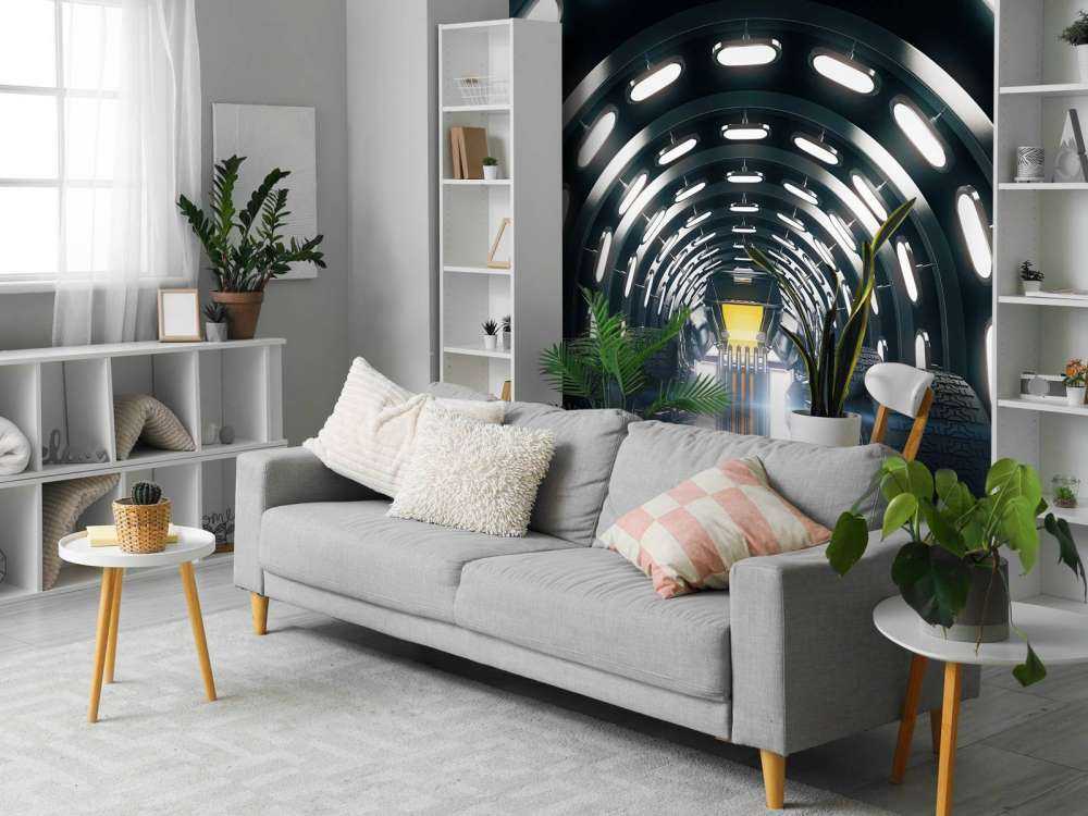 Race auto in een verlichte tunnel