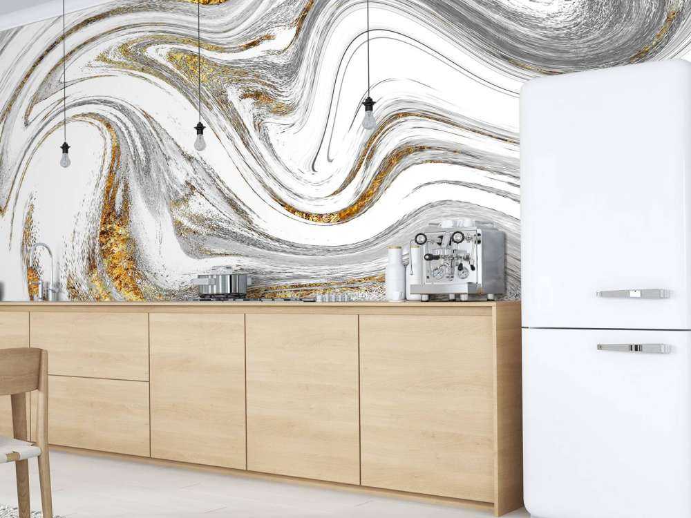 Verfmengsel met wit, grijs en goud