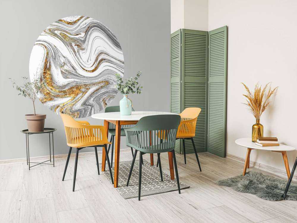 Verfmengsel met wit, grijs en goud