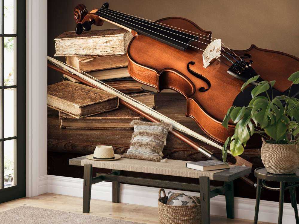 Viool met oude boeken